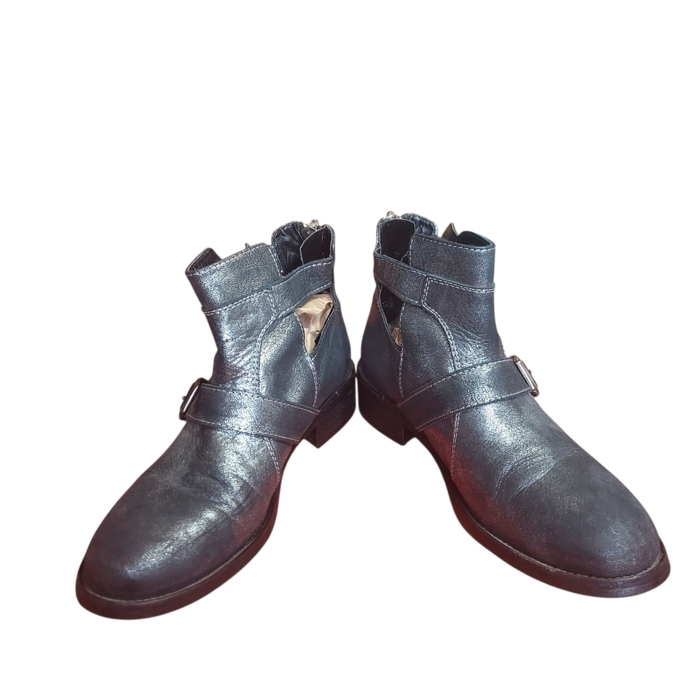 Steven by Steve Madden Italian Leather Buckle Moto Ankle Boots 37 Made in Italy - Picture 6 of 15